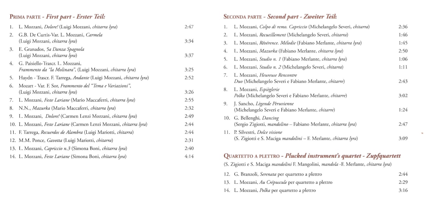 CD mozzani tracks list