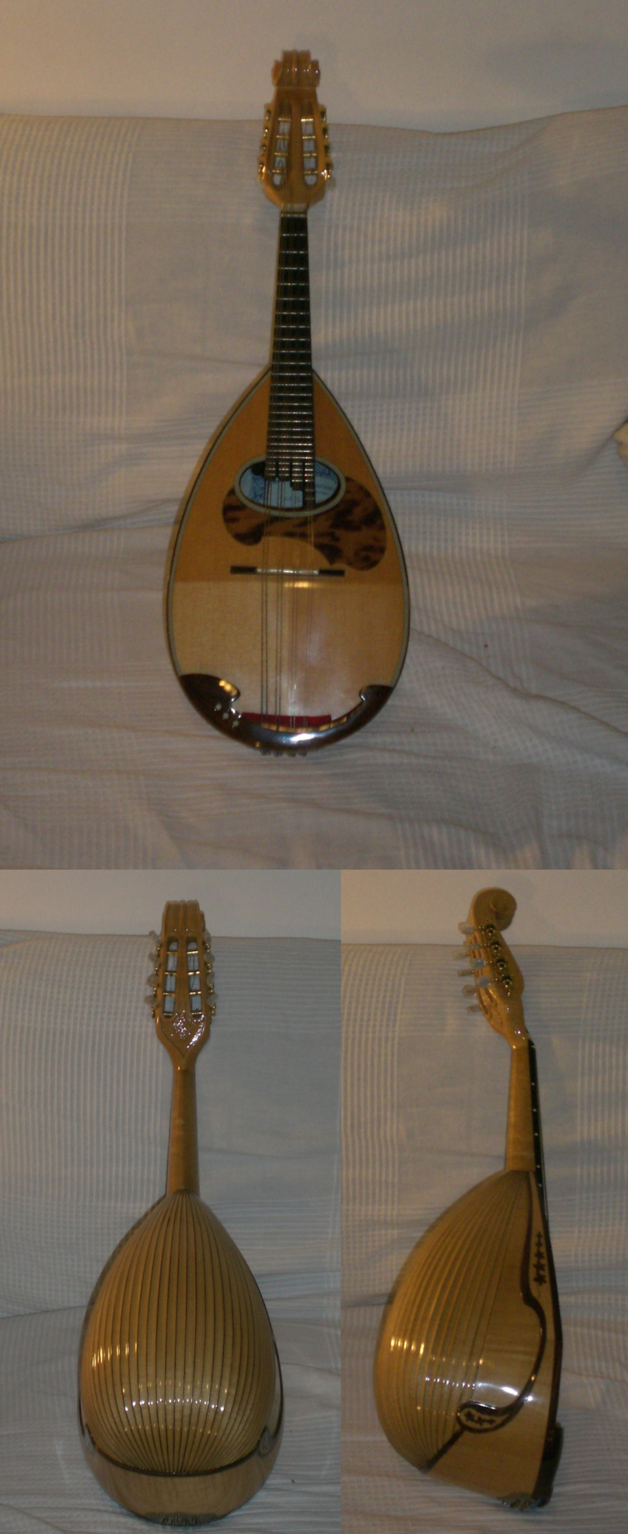 Mandolino napoletano Classico A di Raffaele Calace Jr. (Napoli, 1993), tavola in abete, doghe in acero scannellato.