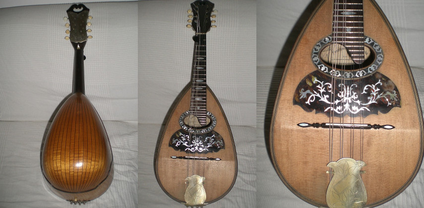Mandolino napoletano di Fernando del Perugia  (Trieste 1905), tavola in abete, doghe in acero