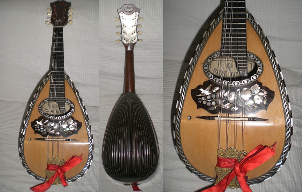Mandolino Napoletano Pilade Maurri (Firenze 1899), tavola in abete, doghe in palissandro